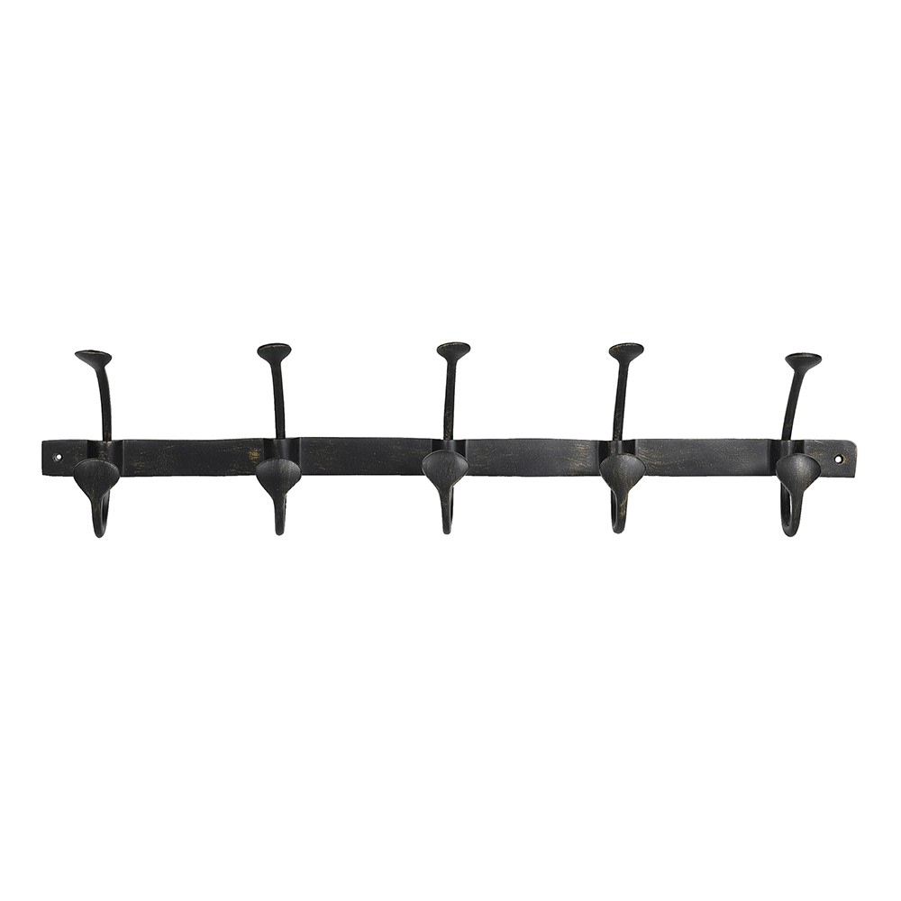 Five Hook Black Metal Multi Wall Hook 79cm | Annie Mo's