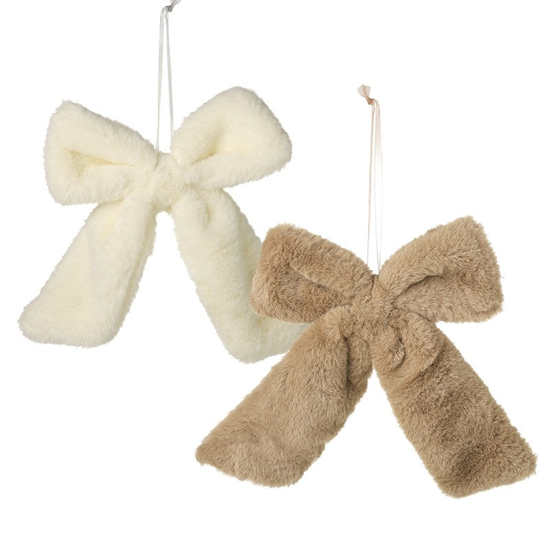 Fluffy Cream & Brown Bow Hangers 25cm - Colour Choice | Annie Mo's