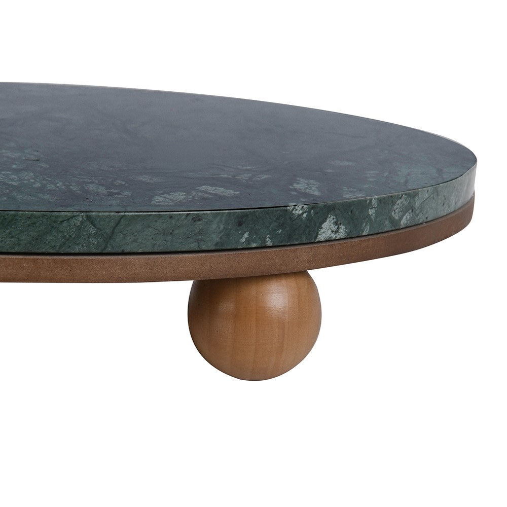 Forest Green Marble Tray with Ball Feet 40cm-C