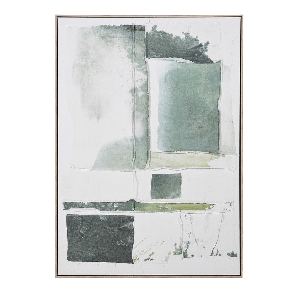 Framed Green and Cream Abstract Textured Canvas 102cm