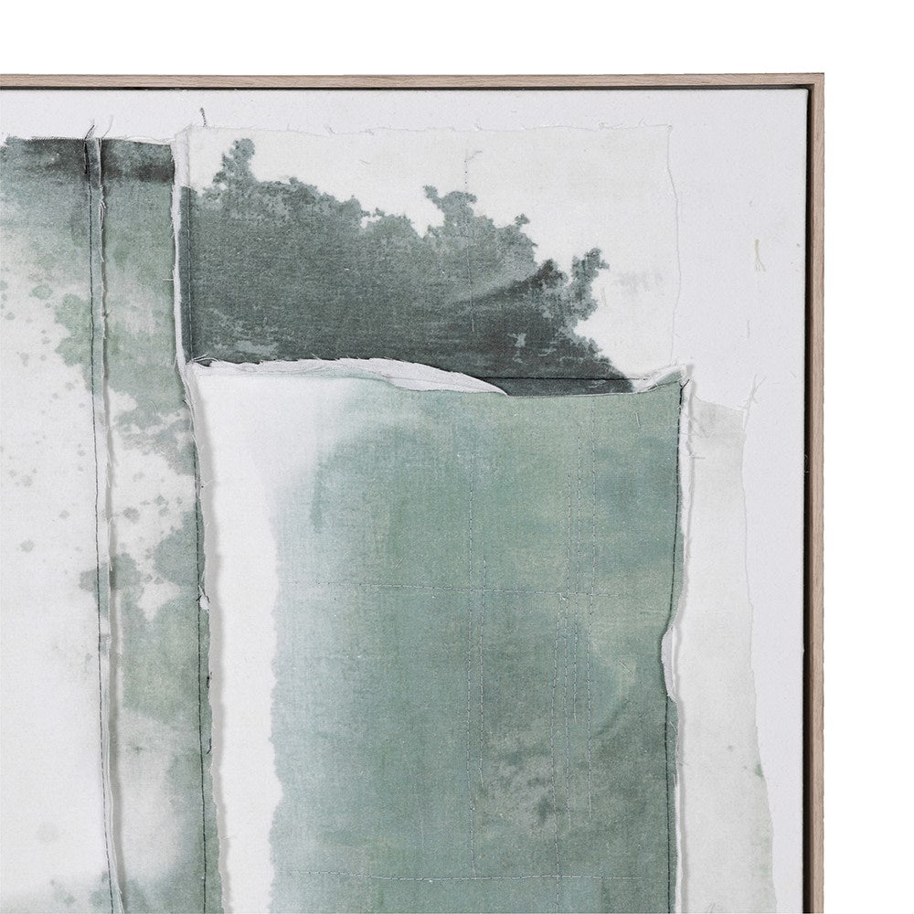 Framed Green and Cream Abstract Textured Canvas 102cm B