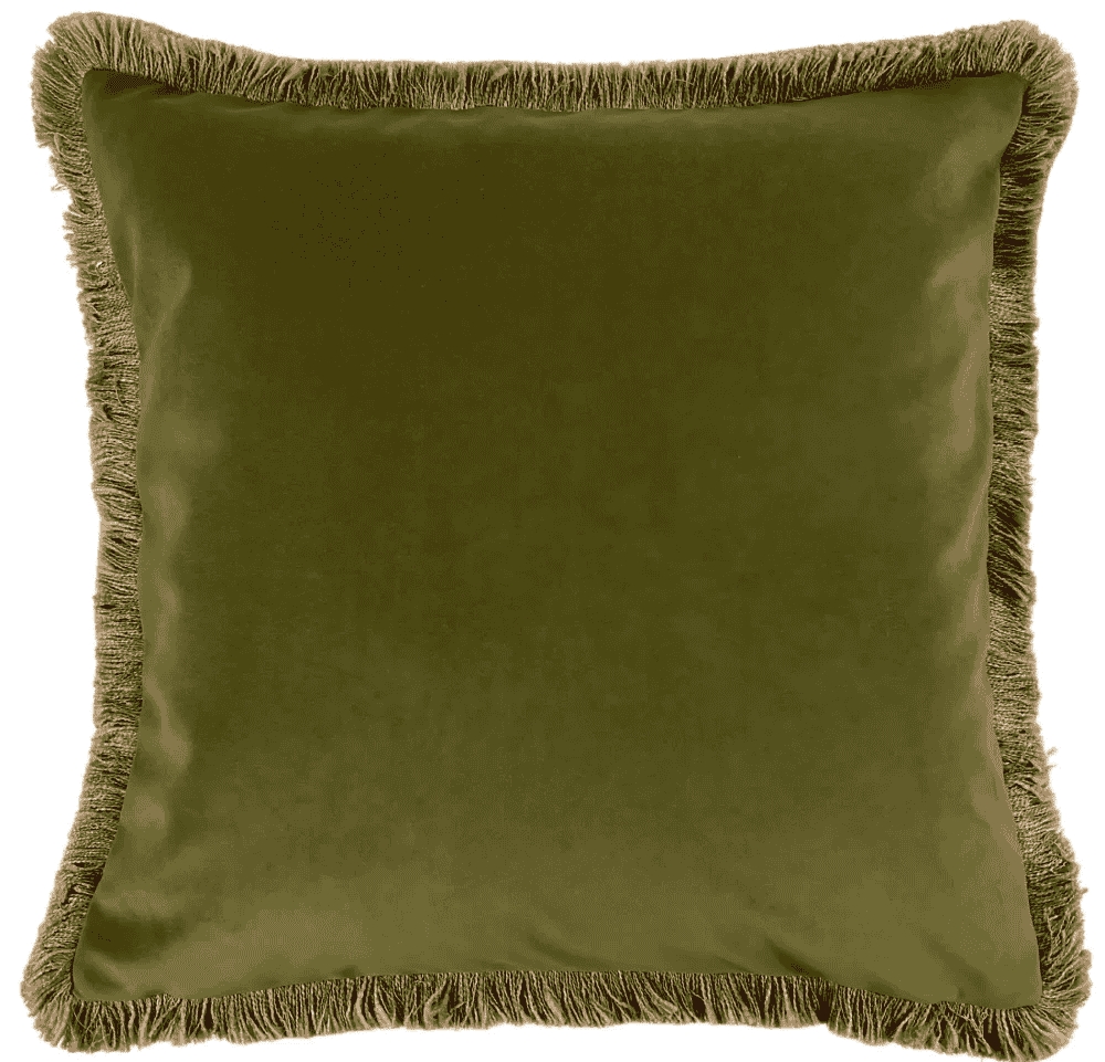 Fringed Verona Olive Cushion 55x55cm