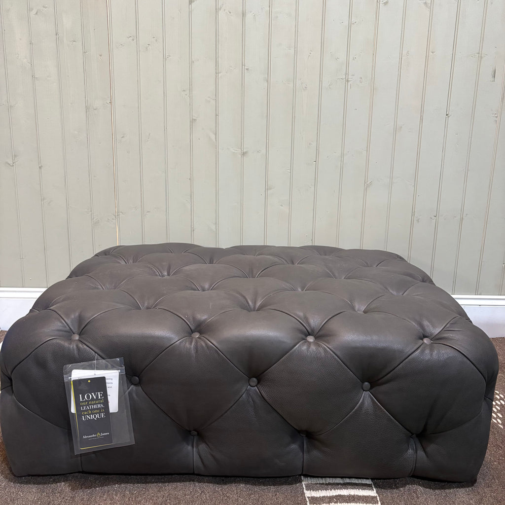 Baker Soul Graphite Leather Footstool 113cm - CLEARANCE | Annie Mo's