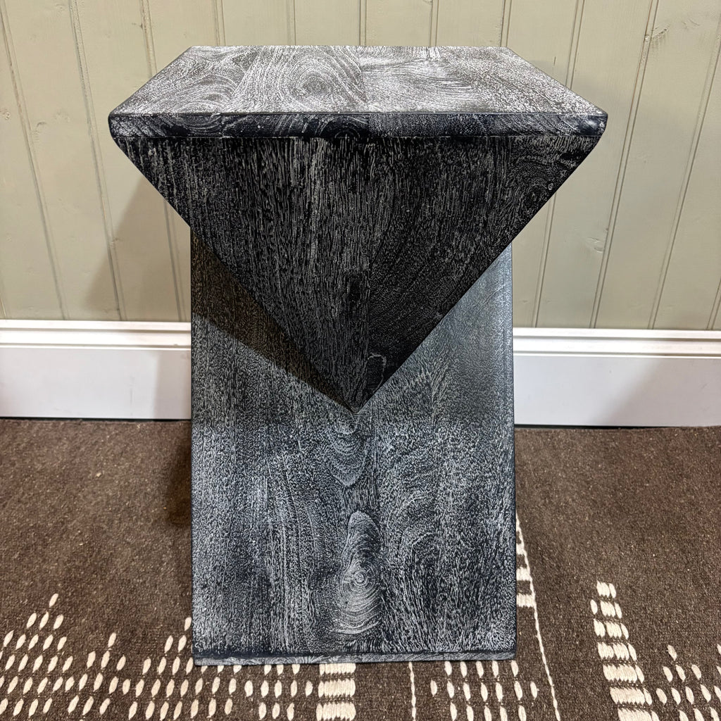 Grey Two Tone Z Shaped Side Table 59cm CLEARANCE