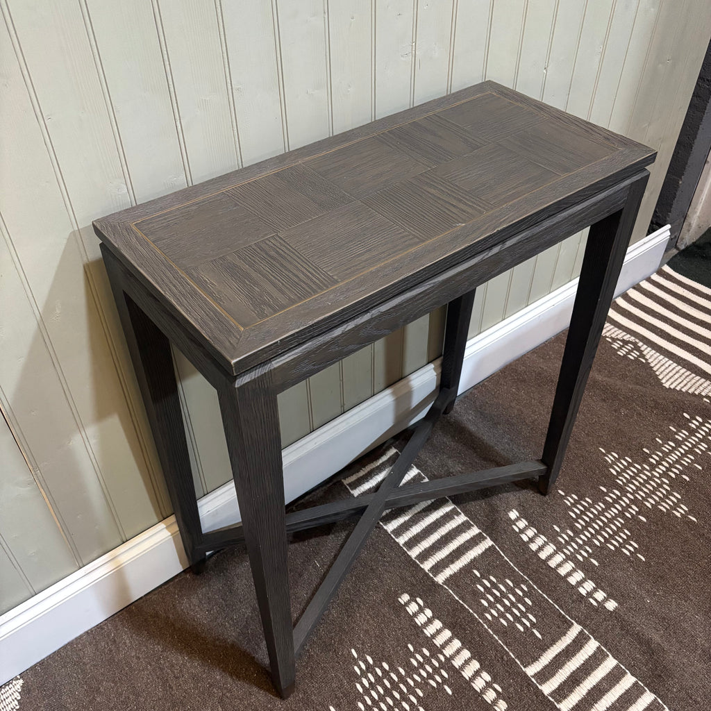 Darker Grey Oak and Oak Veneer Tall Console Table - CLEARANCE