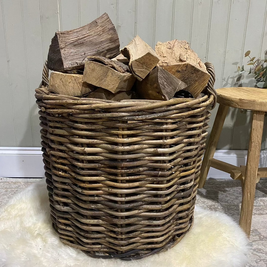 Large Round Rattan Baskets with Ear Handles - Size Choice