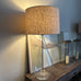 Clear Glass Lamp with Taupe Linen Shade 90cm