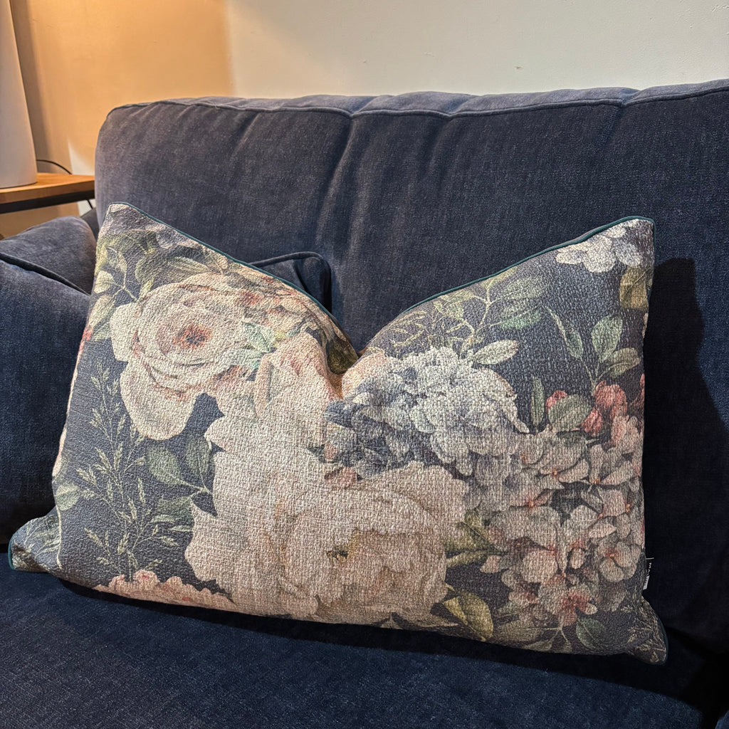 Cirencester Moody Floral on Grey Linen Cushion 40 X 60