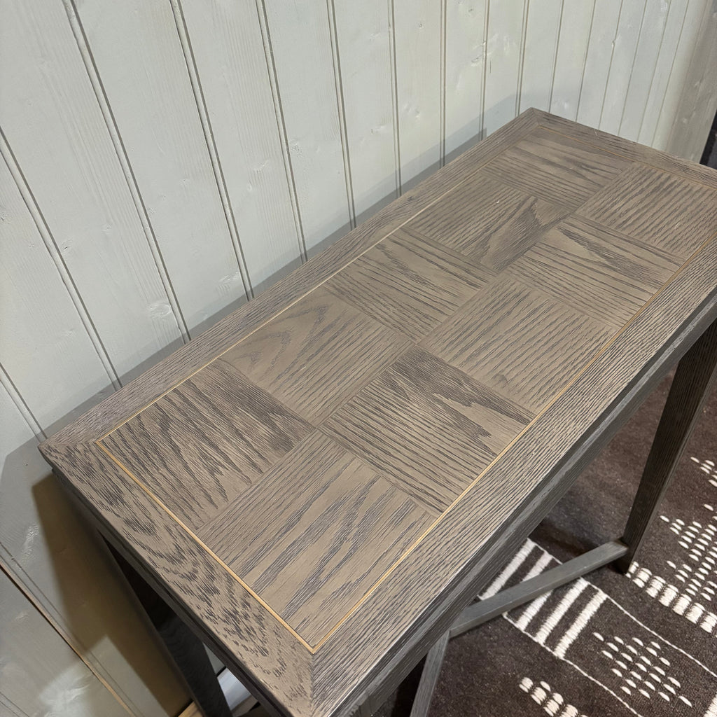 Grey Oak and Oak Veneer Tall Console Table - CLEARANCE