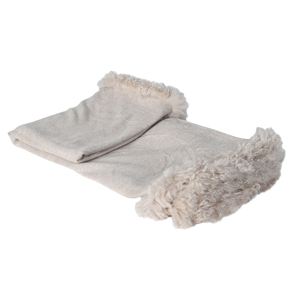 Fur Trimmed Cashmere Throw 185cm | Annie Mo's