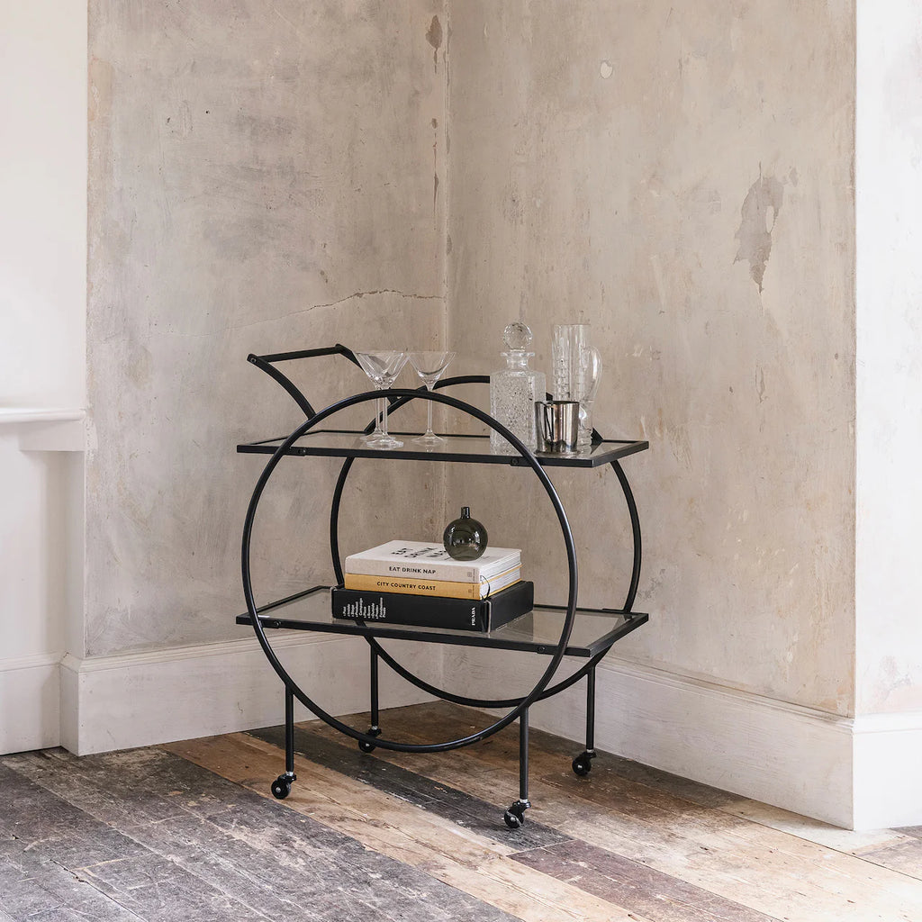 Portland Iron and Glass Drinks Trolley 75cm Wide | Annie Mo's