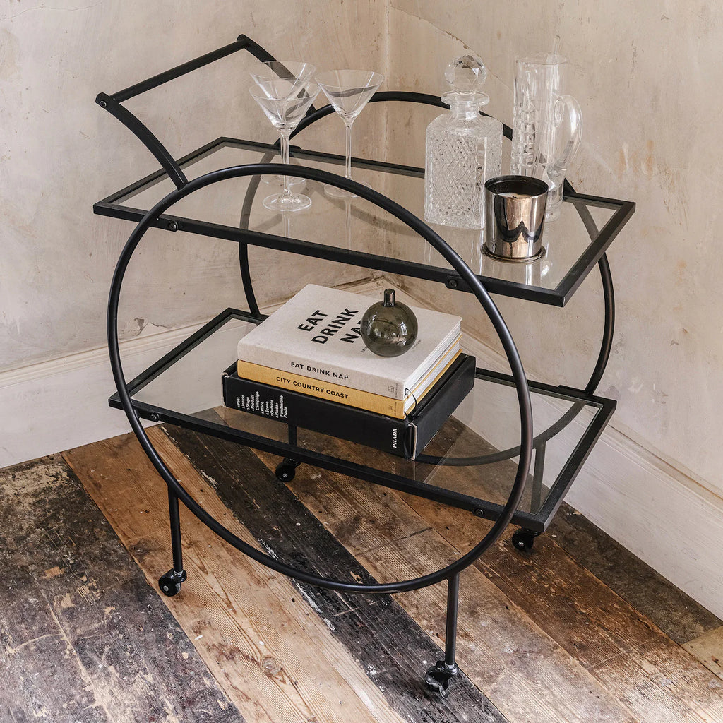 Portland Iron and Glass Drinks Trolley 75cm Wide