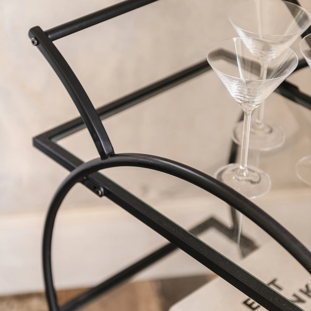 Portland Iron and Glass Drinks Trolley 75cm Wide