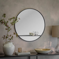 Portland Round Iron Shelf Mirror 80cm | Annie Mo's