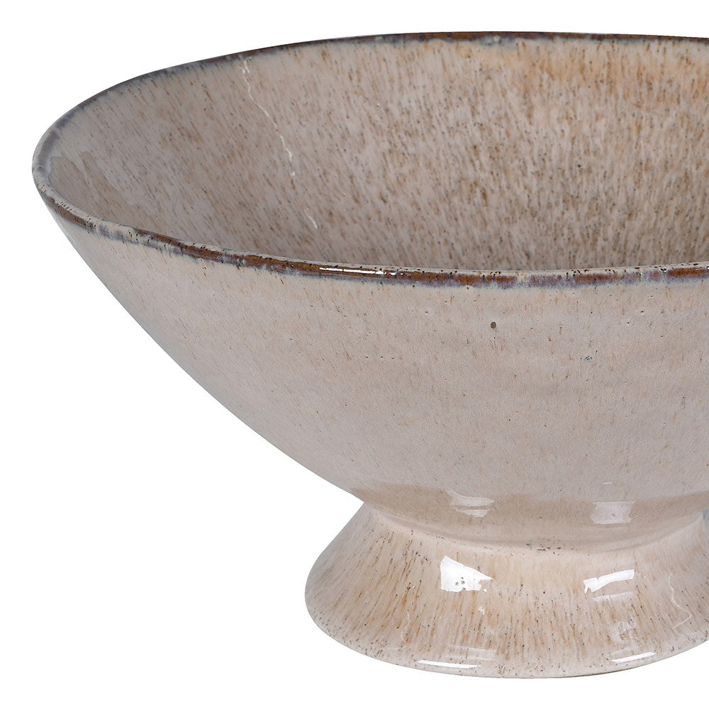 Glazed Stoneware Taupe Serving Bowl 33cm