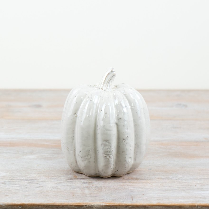 Glazed White Decorative Pumpkin 15.5cm | Annie Mo's