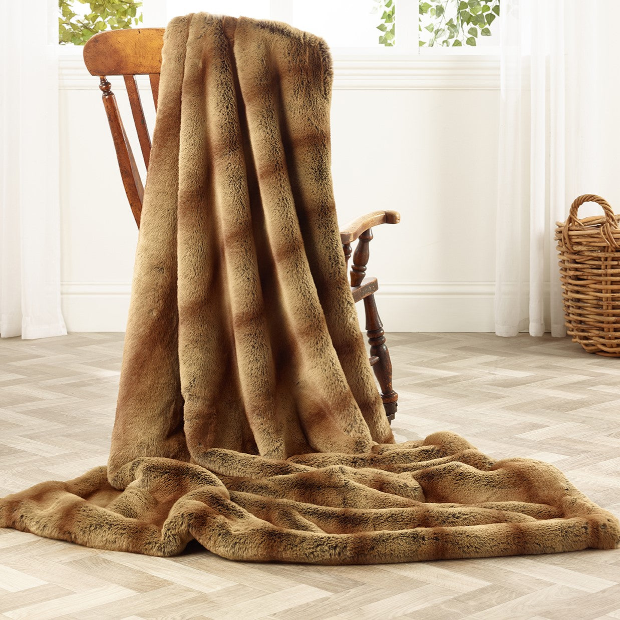 Gold Alaska Faux Fur Throw - Size Choice | Annie Mo's