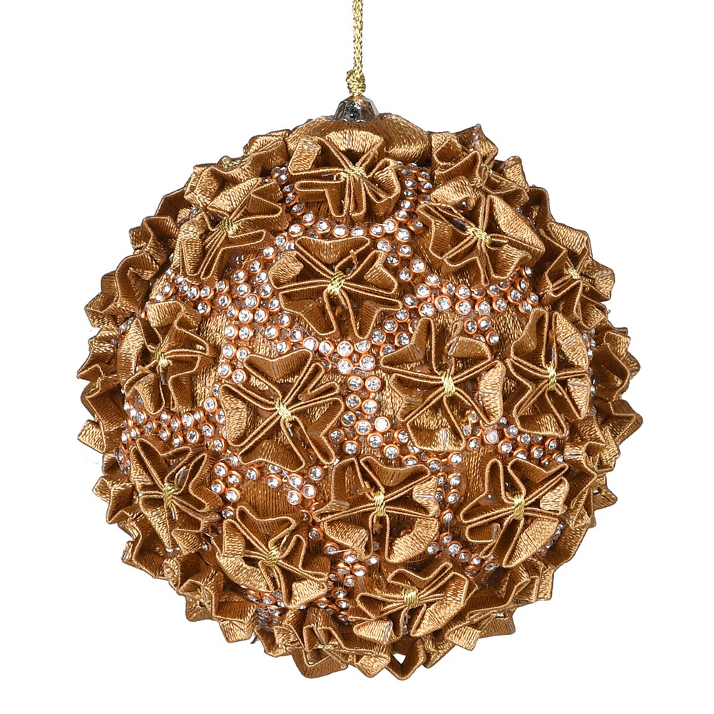 Gold Diamante Flower Bauble 10cm | Annie Mo's
