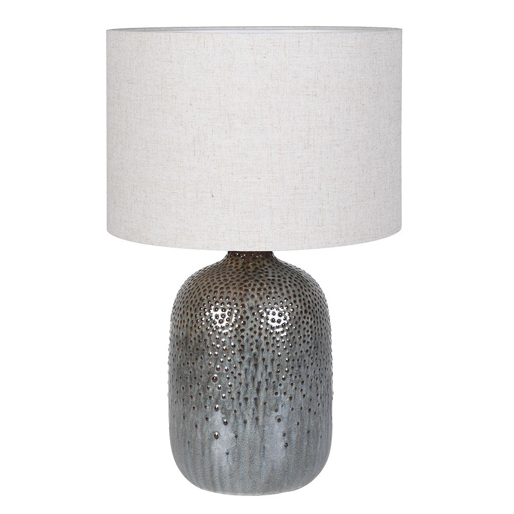 Green Textured Table Lamp with Linen Shade B