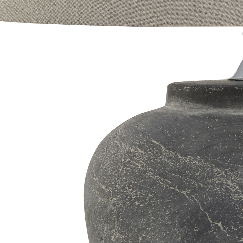 Grey Table Lamp With Linen Shade 40cm