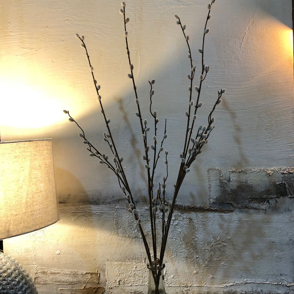 Grey Pussy Willow Spray with Leaves 88cm C