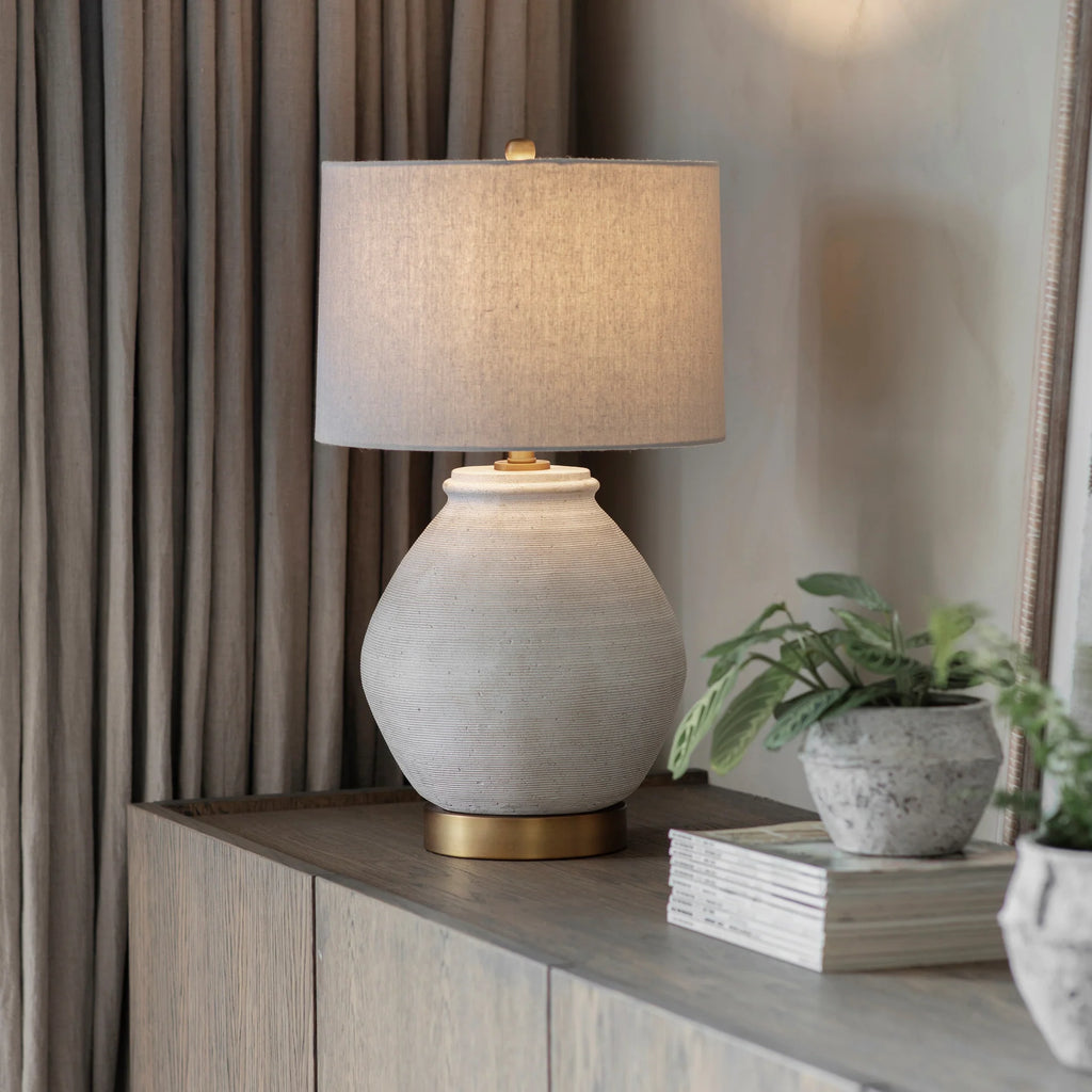 Rothbury Concrete Elliptical Table Lamp 54cm