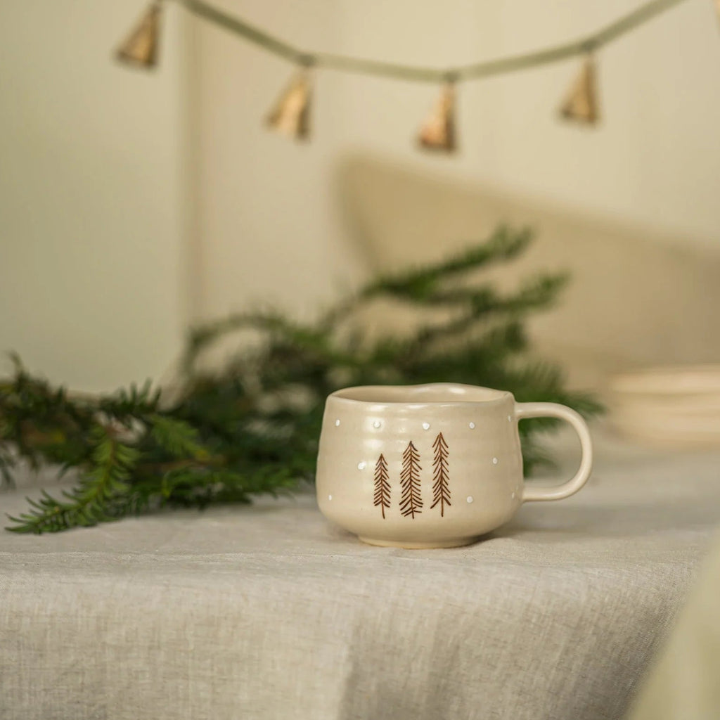 Hand Painted Mug with Nordic Pine Tree Motifs