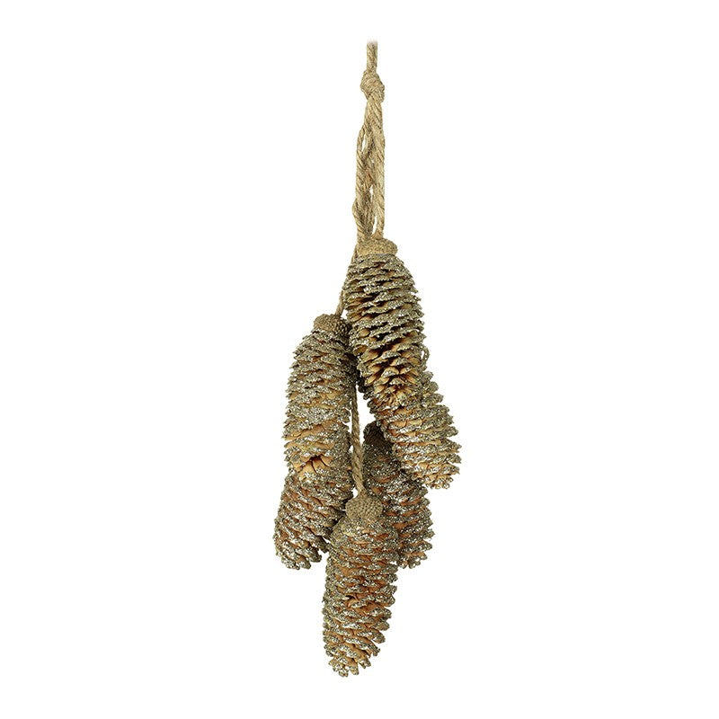 Hanging Golden Fir Cones 40cm | Annie Mo's