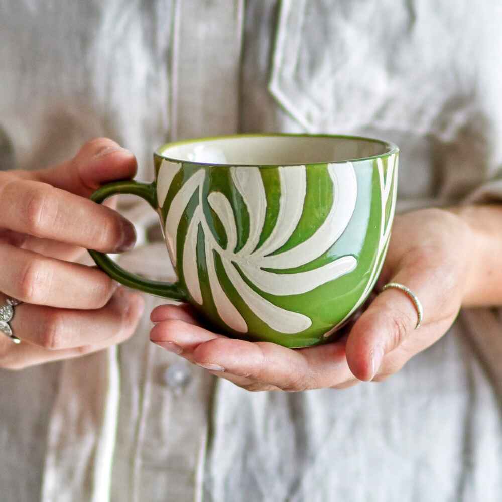 Heikki Cup, Green, Stoneware | Annie Mo's
