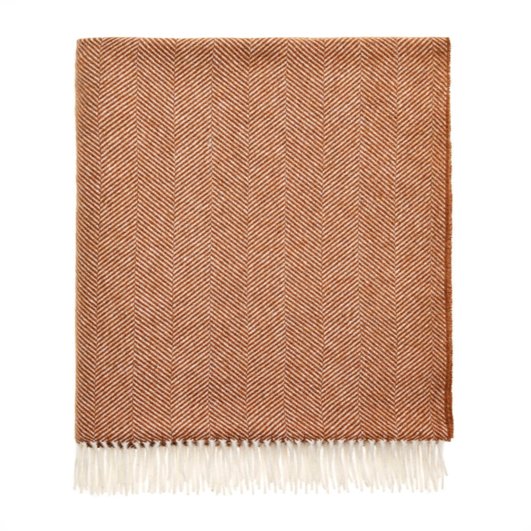 Herringbone Merino Throw - Rust