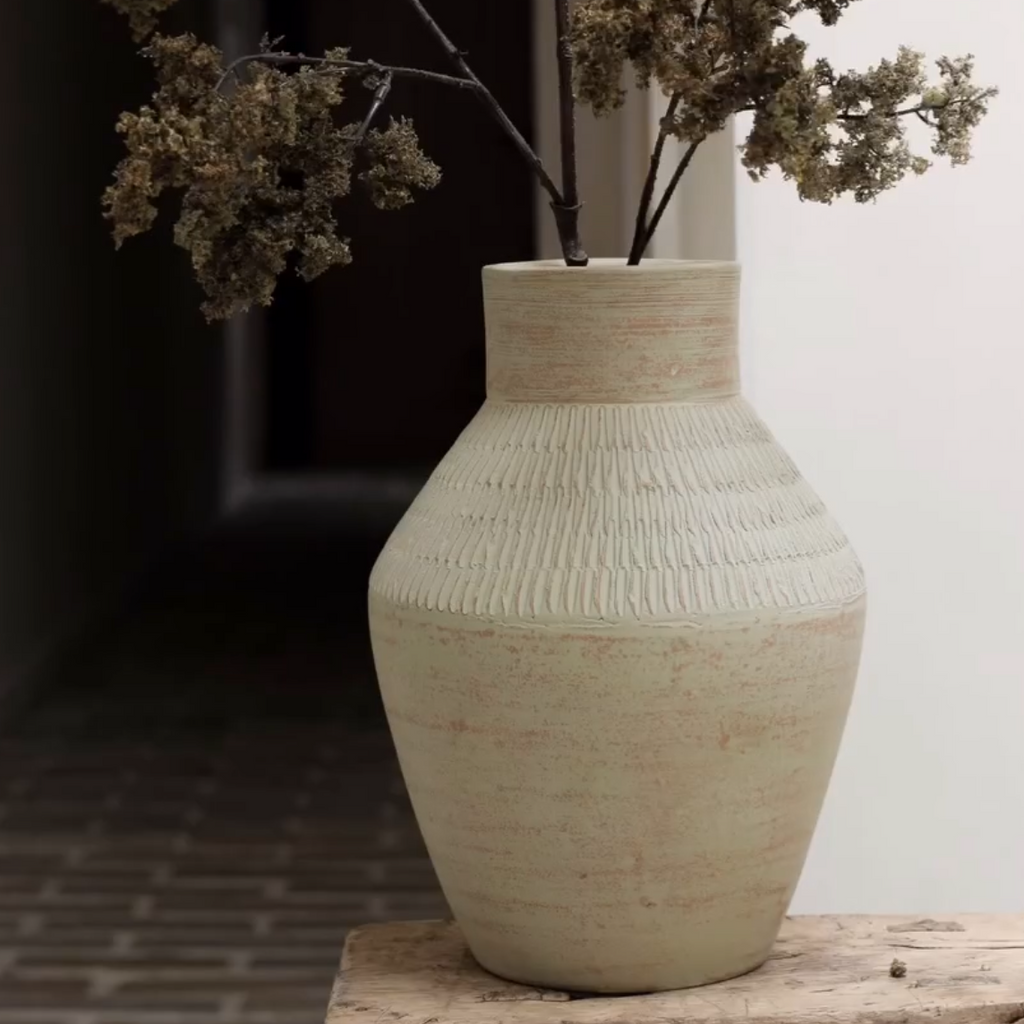 Kemi Terracotta Vase - Green 30cm - CLEARANCE