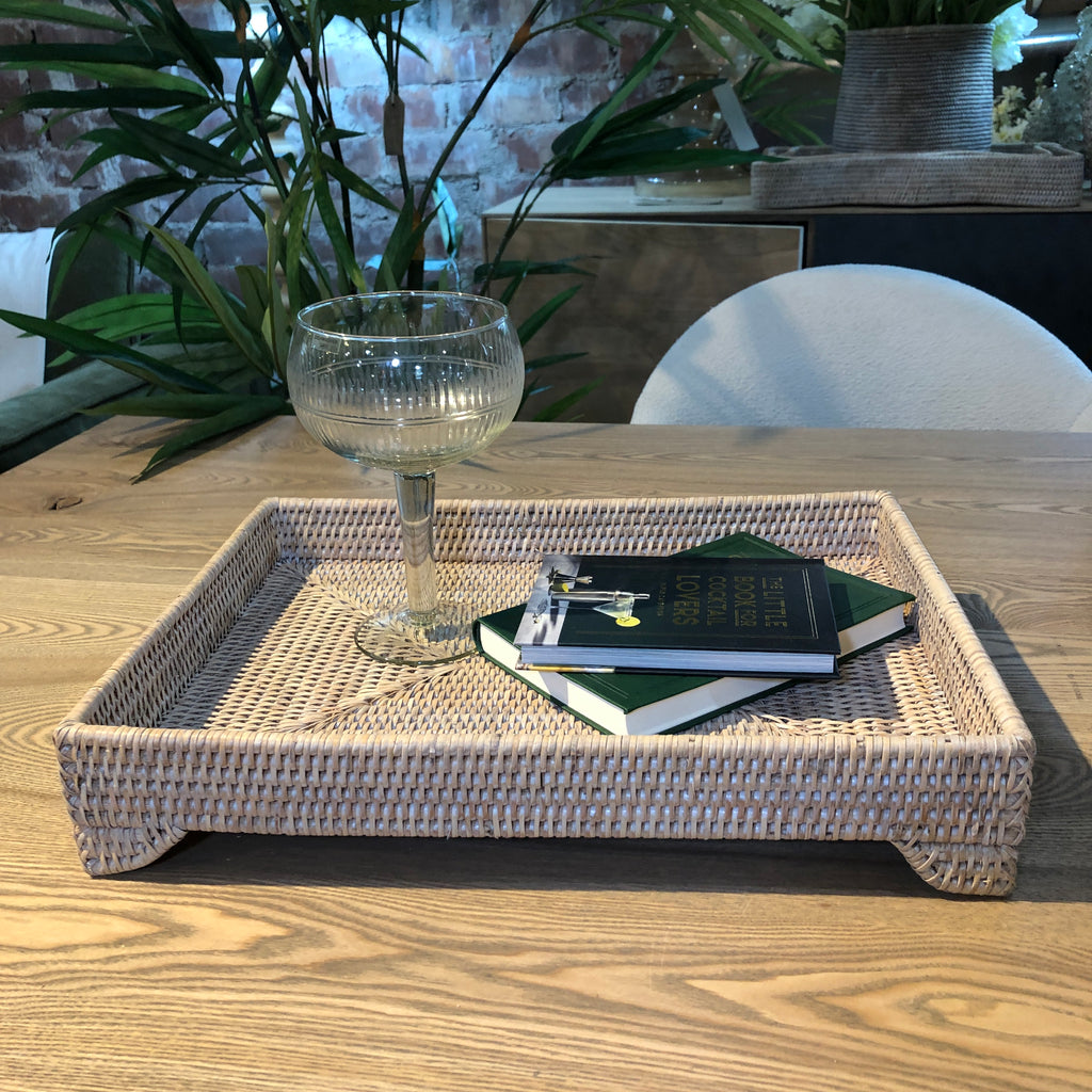 Artisan Weave Rattan Trays on Legs - Size Choice