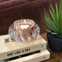 Pink Glass Tea Light Candle Holder 12cm - CLEARANCE | Annie Mo's