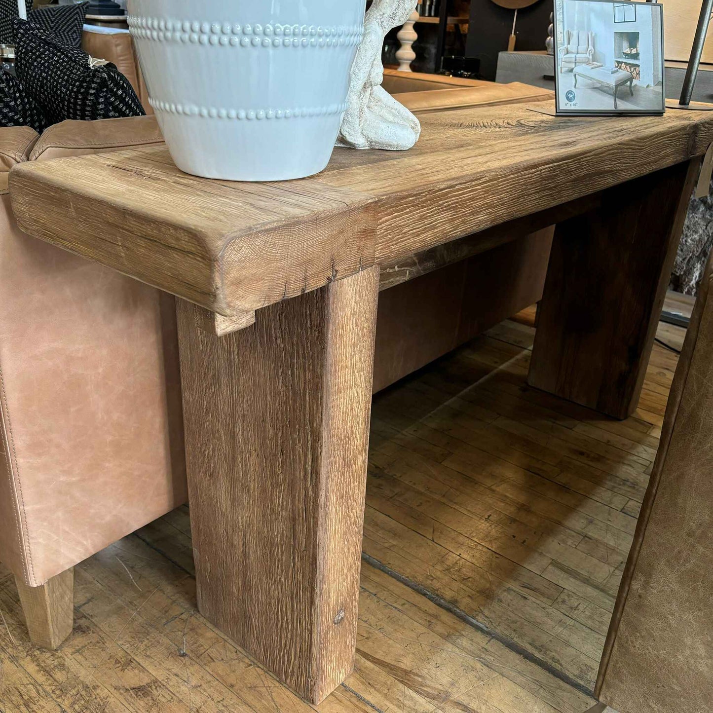 Chunky Rustic Reclaimed Oak Console 160cm-B