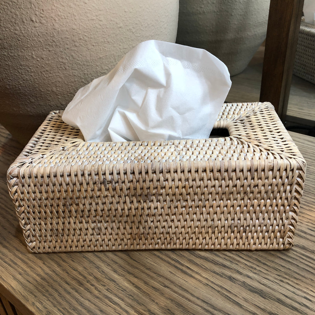 Rattan Rectangular Artisan Weave Tissue Box