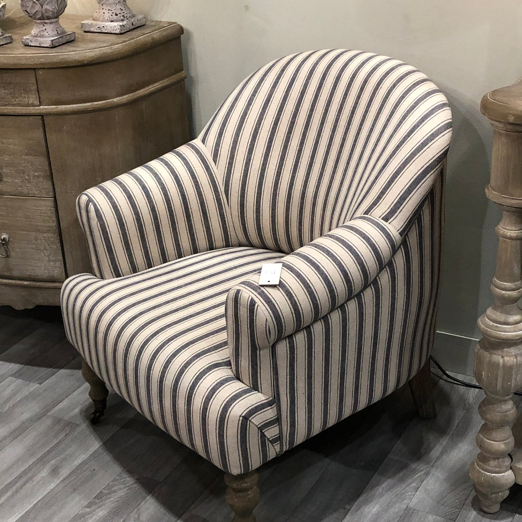 Blue Stripe Upholstered Occasional Chair