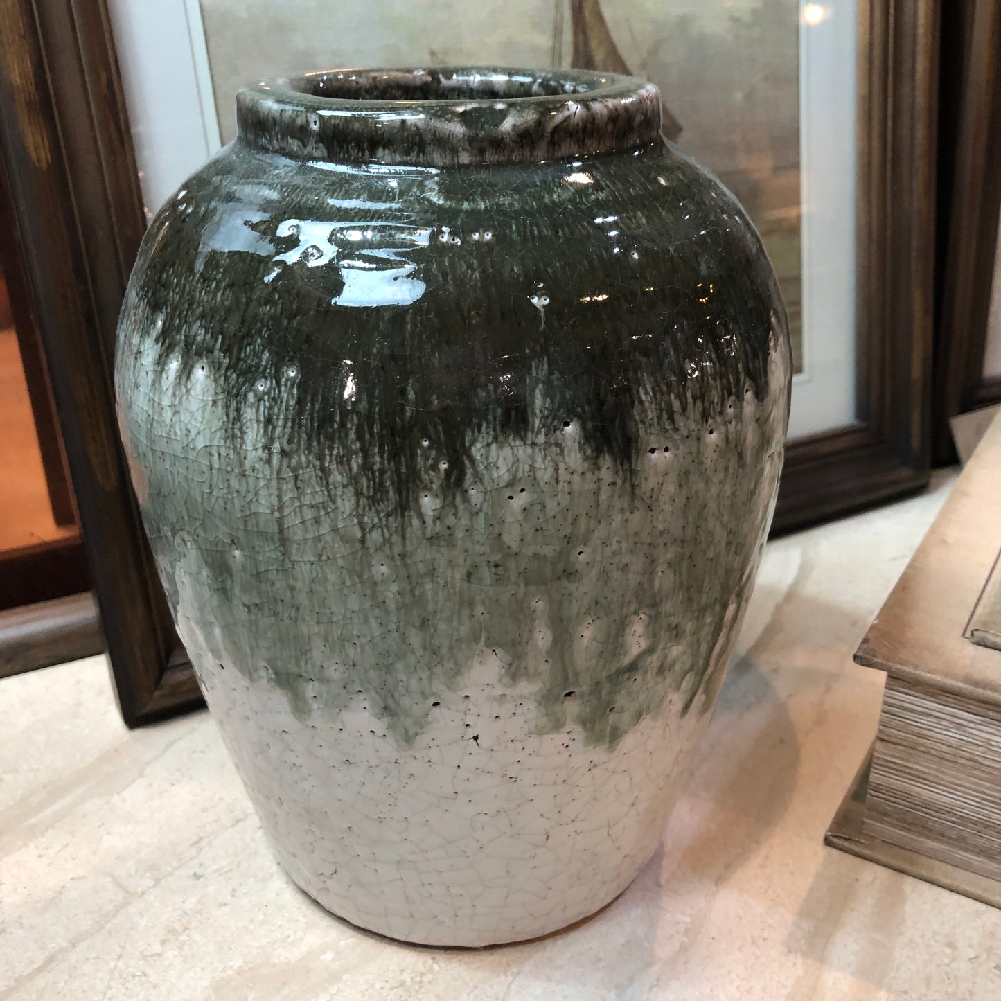 Dipped Crackle Glaze Vase 22cm