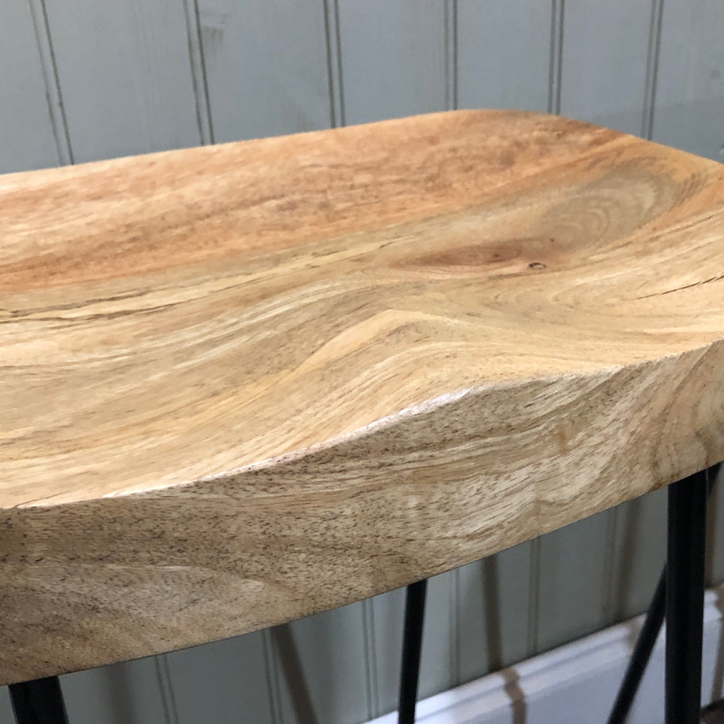 Pair of Weathered Oak and Metal Stools - CLEARANCE