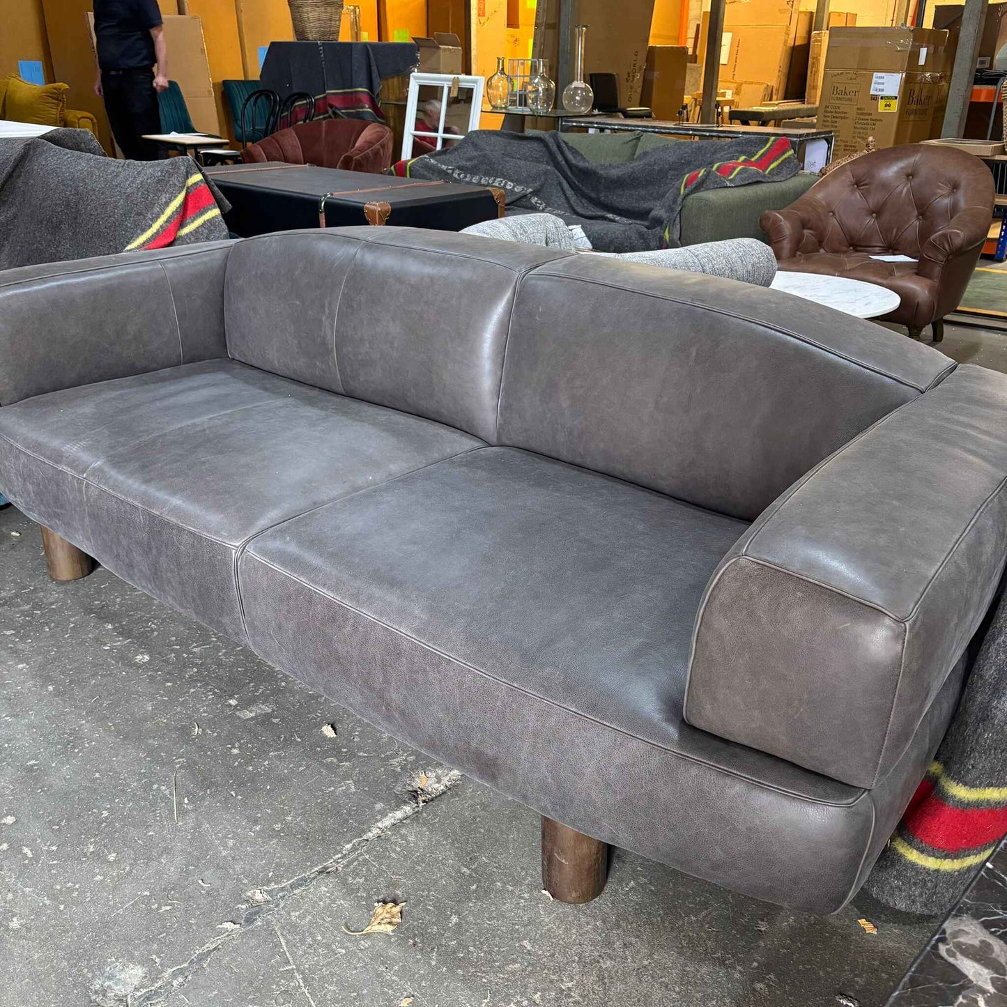 Asymmetry Three Seat Sofa in Leather CLEARANCE-B