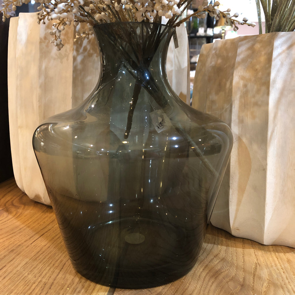 Grey Tonal Glass Vase 25cm