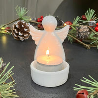 White Glazed Ceramic Angel Tealight Holder 8cm | Annie Mo's