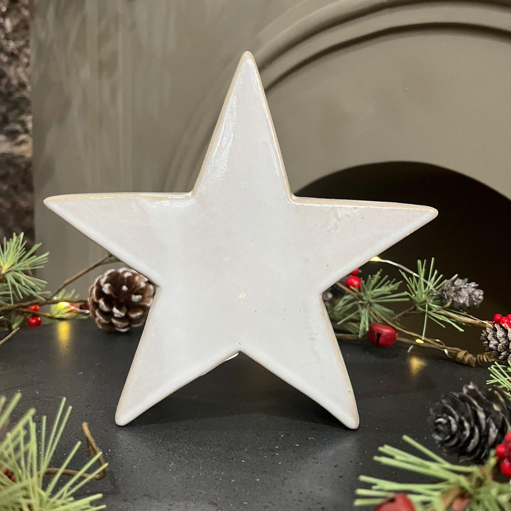 Glazed Ceramic Star Ornament with Textured Detail - Size Choice | Annie Mo's
