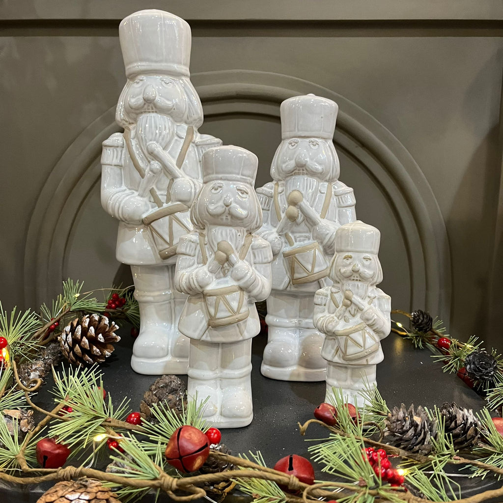 Glazed Ceramic Nutcracker Ornament With Textured Detail - Size Choice