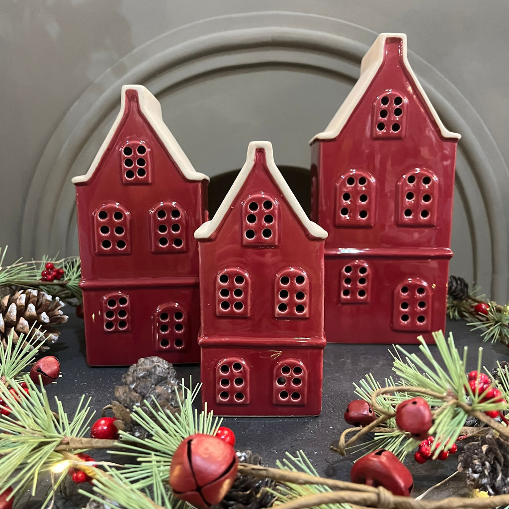 Red Ceramic LED Townhouse - Size Choice
