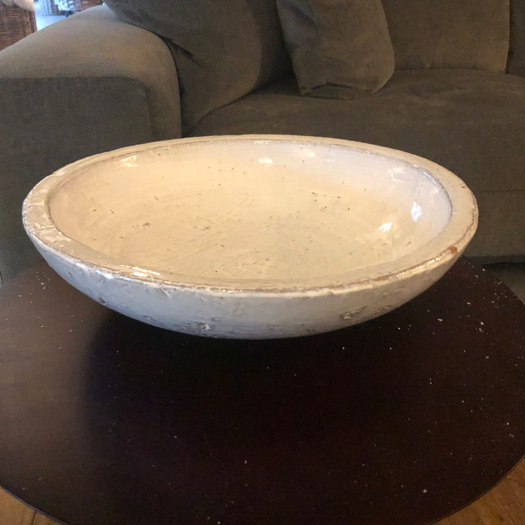 Antiqued White Glazed Bowl 37cm | Annie Mo's