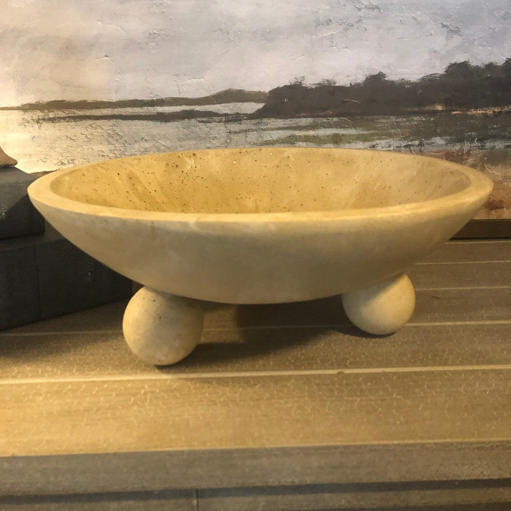 Travertine Effect Footed Bowl 33cm