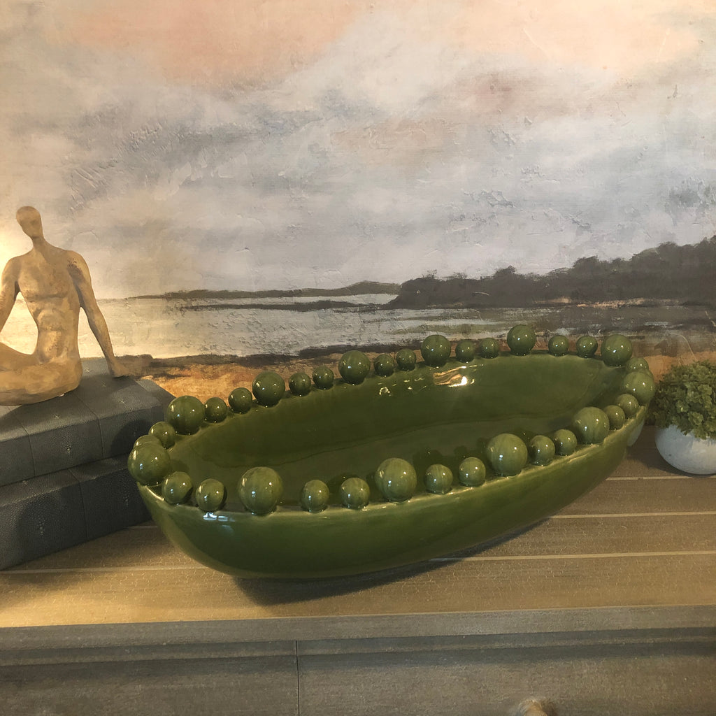Emmerdale Large Decorative Green Oval Bobble Bowl 58cm