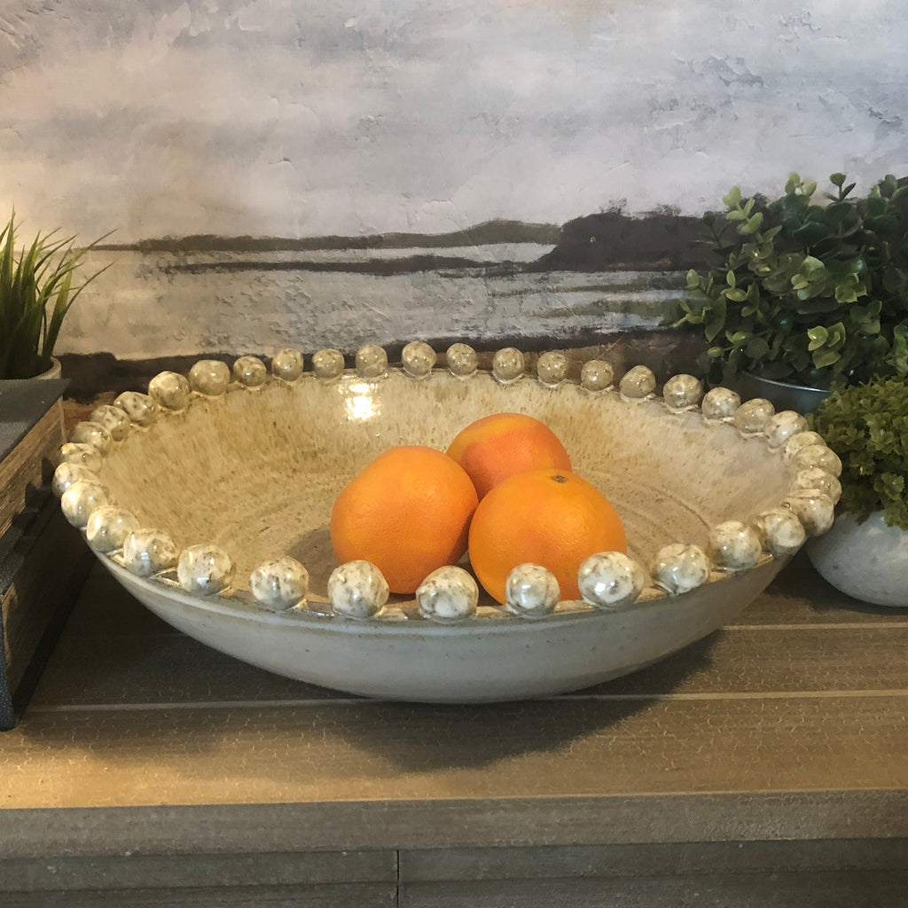 Ivory Slip Bobble Edge Bowl 30cm