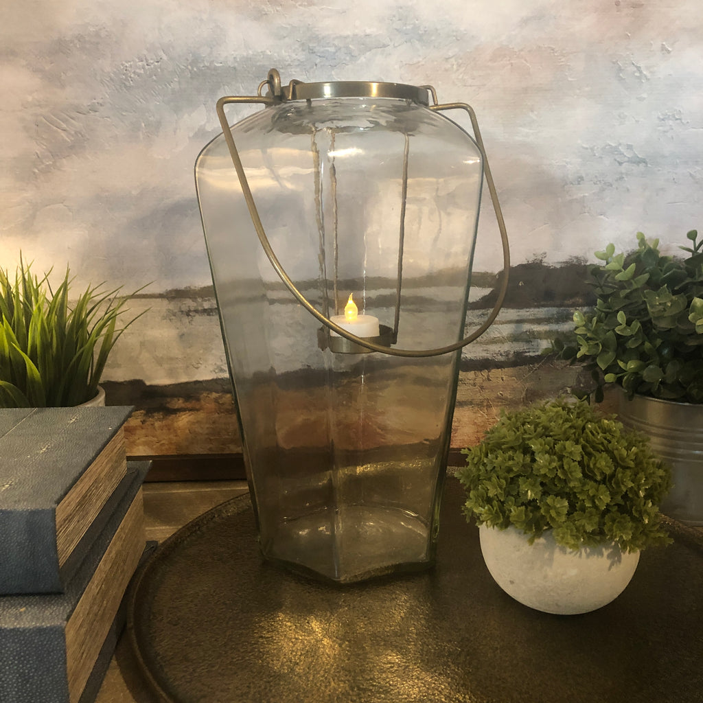 Tall Glass Lantern Candle Holder 32cm