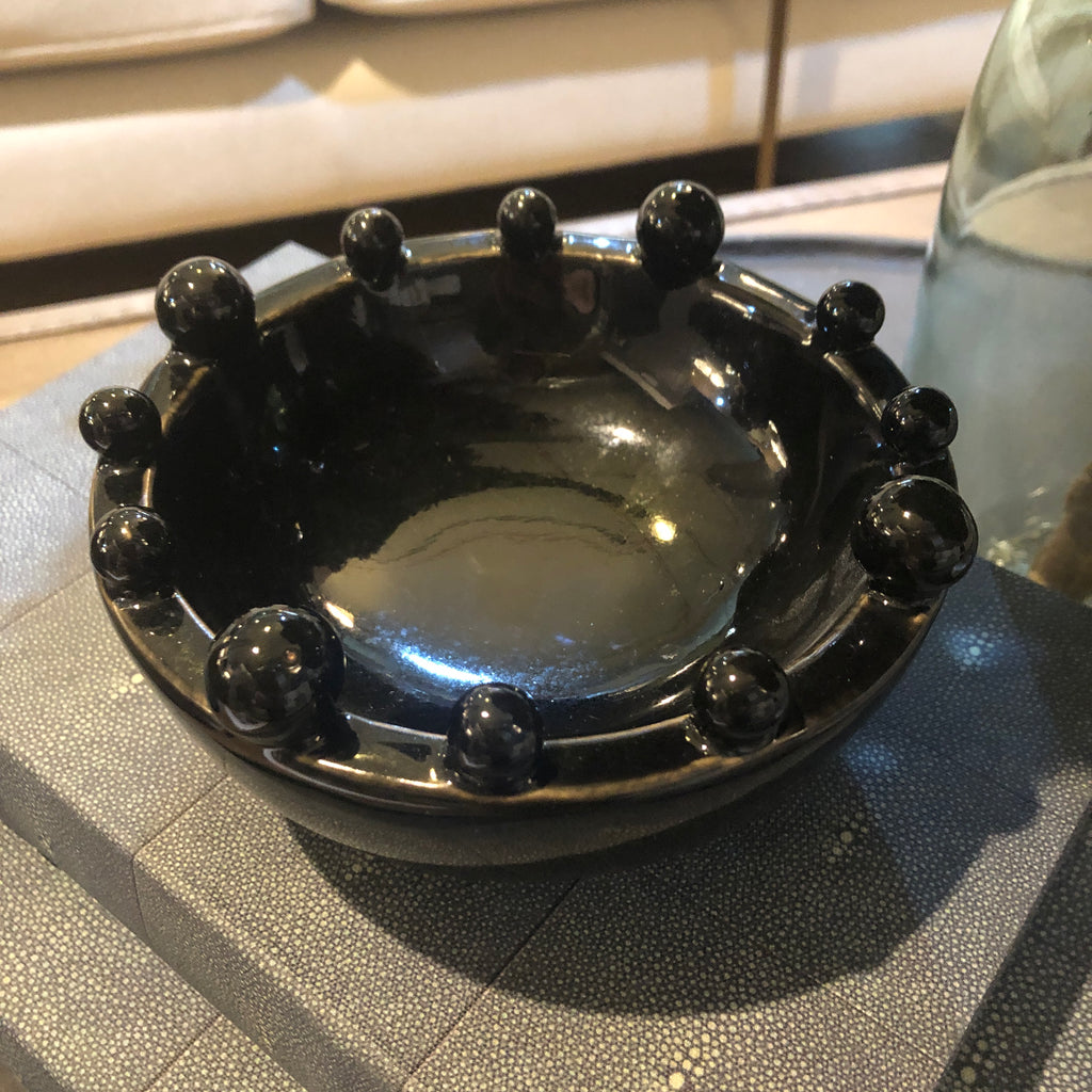 Black Mini Glazed Trinket Bobble Bowl 15cm